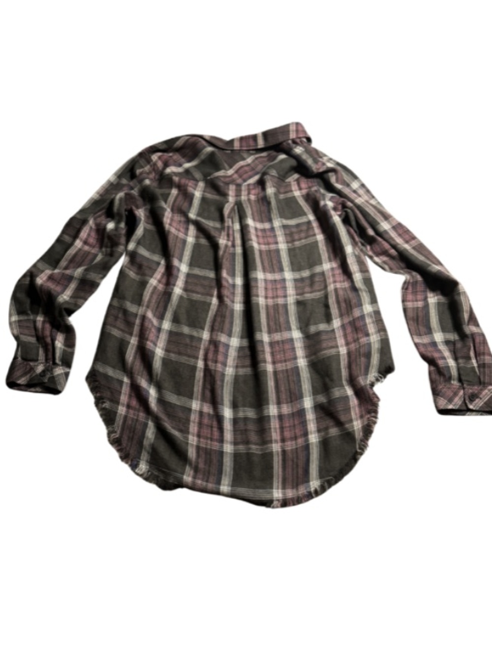 Cloth & Stone Casual Plaid Button-Up Shirt in Charcoal & Plum Medium - Picture 4 of 11